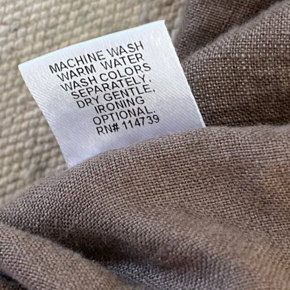 Flax Brown 100% Linen Short Sleeved Bohemian Festival Pop Over Tunic Sz 18-20 - Picture 6 of 8
